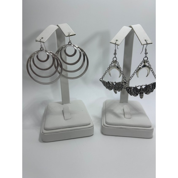 Unbranded Jewelry - Unbranded Earrings Set Women OS Silver Good Moth Moon & Concentric Hoop Bundle